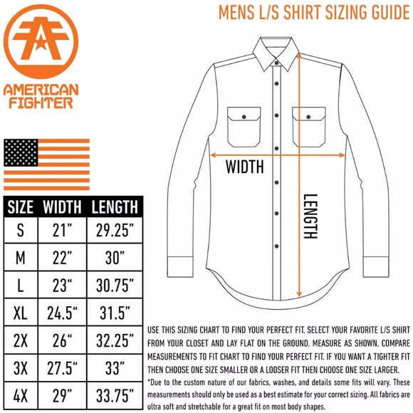 AMERICAN FIGHTER Men's Long Sleeve Button Down Shirt EQUATION Embroidered S-3XL - Picture 5 of 7